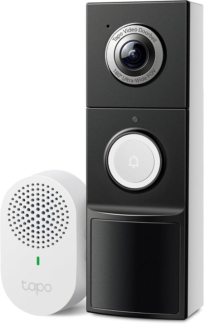 2K+ Wired or Battery Powered Smart Video Doorbell with Chime - 180° Field of View, Person/Vehicle/Package Detection
