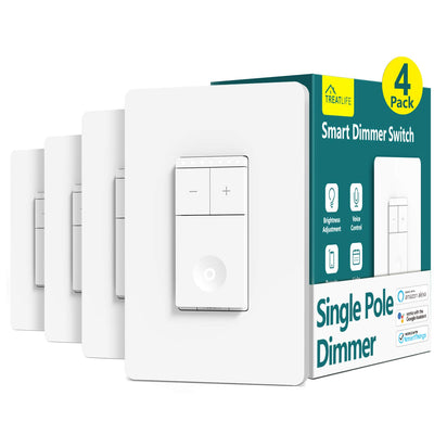 Smart Dimmer Switch 4 Pack, Single Pole 2.4GHz Wi-Fi Smart Light Switch Works with Alexa and Google Assistant