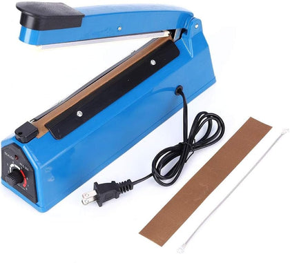 Impulse Bag Sealer, Manual Adjustable Heat Sealing Machine with LED Indicator 8 Inch 210W PE PP Plastic Bag Closer