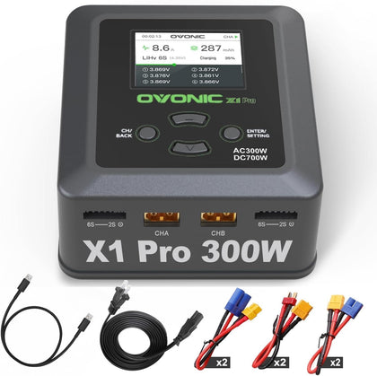 X1 Pro Dual RC LiPo Battery Balance Charger for 1S-6S LiPo/LiHV/Life/NiMH/NiCd Batteries, AC 300W / DC 700W 16A Smart