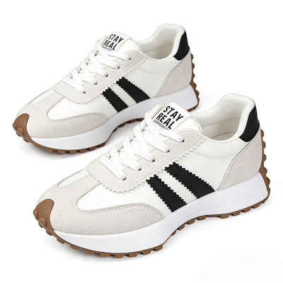 Women's Fashion Thick Sole Sneakers, Breathable Walking Shoes, Comfortable Support, Casual Textile Upper, Rubber