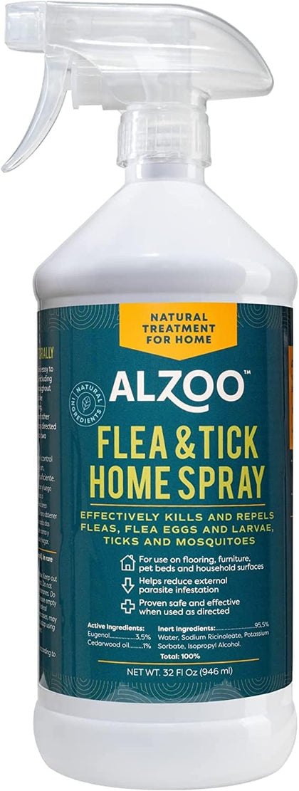 Natural Flea & Tick Home Spray, Helps Eliminate and Repel Pests, Use on Flooring, Furniture, Pet Beds, Plant-Based