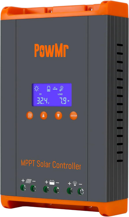 PowMr 60A MPPT Solar Charge Controller 12V/24V/48V, Solar Charge Controller 60Amp w/ LCD Display, Support 12(Max)