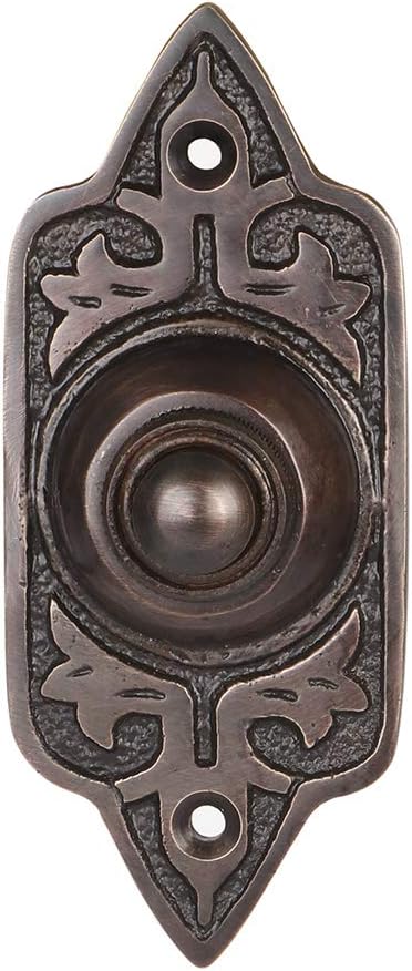 Decorative Doorbell Push Button, Oil Rubbed Bronze, Edwardian | 3 3/4 X 1 1/2 inches, Vintage Push Button Doorbell