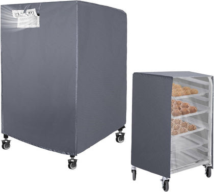 Sheet Pan Rack/Bun Pan Rack Cover with Zipper,Fit 10 tier Bread Rack Cover with Vents, 23"X28"X32" Bakers Rack Cover
