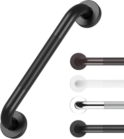 Anti Slip Grab Bars for Shower Black, Safety Textured Grip Shower Grab Bars for Seniors, Holds up to 500LBs, Knurled