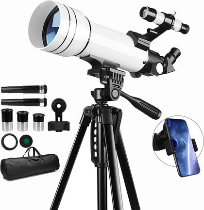 Telescope for Adults & Kids,70mm Aperture 400mm Astronomical Refractor Telescopes for Kids Beginners,with Adjustable