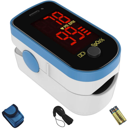 Finger Pulse Oximeter, Blood Oxygen Saturation Monitor, Fingertip O2 Sensor with LED Display, Pulse Rate Reader