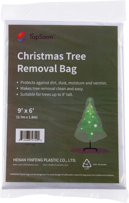 Christmas Tree Removal Bag 9-Feet Tall by 6-Feet Wide Christmas Tree Disposal Bag Plastic Patio Furniture Cover Large