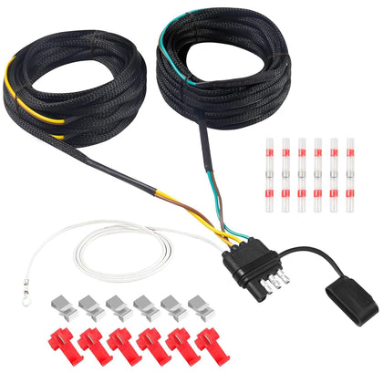4 Pin 5 Wire Trailer Wiring Harness Kit 40FT - 18AWG Pure Copper Wires with Tinned Ends to Prevent Corrosion, for