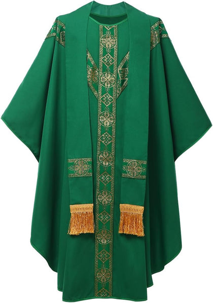 Catholic Priest Chasuble Church Mass Vestment Robe with Stole