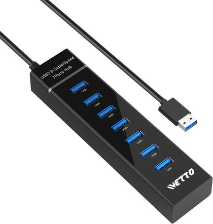 7-Port USB 3.0 Hub, IVETTO Data USB Hub Splitter with 3.3ft Long Cable for Laptop, PC, MacBook, Mac Pro, Mac mini
