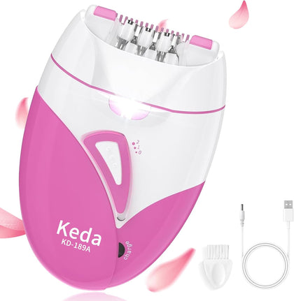 Epilator for Women, Smooth Glide Facial Hair Remover with 2 Speed & LED Light, Rechargeable Cordless Electric