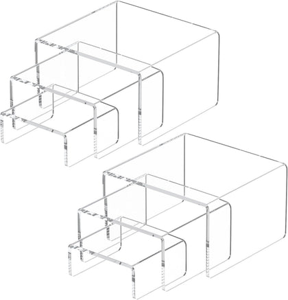 Acrylic Risers Display Stand 2 Set, Clear Display Risers Shelf,3x3x4 | Acrylic Risers Stand Shelves for Funko Pop