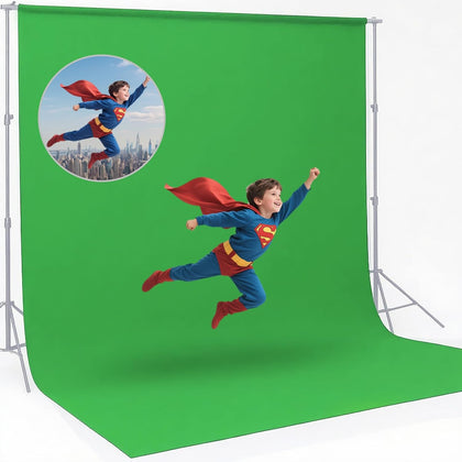 10x20ft Green Screen Backdrop for Photography, Dual-Size Dual-Pocket Design Chromakey Background for Photoshoot and