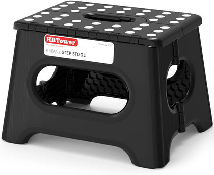 Folding Step Stool 9 Inch - Holds 600 lb, Non-Slip Surface & Carry Handle - Sturdy Step Stool for Kids, Toddlers &