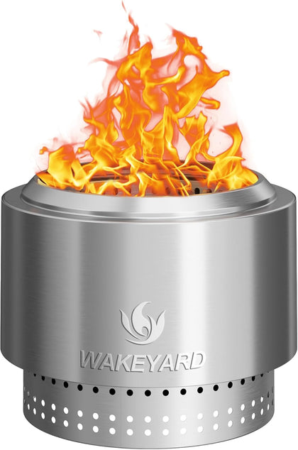 19.5 inch Smokeless FirePit with Waterproof Bag & Poker, Stainless Steel Outdoor Smokeless Fire Pit, Wood Burning