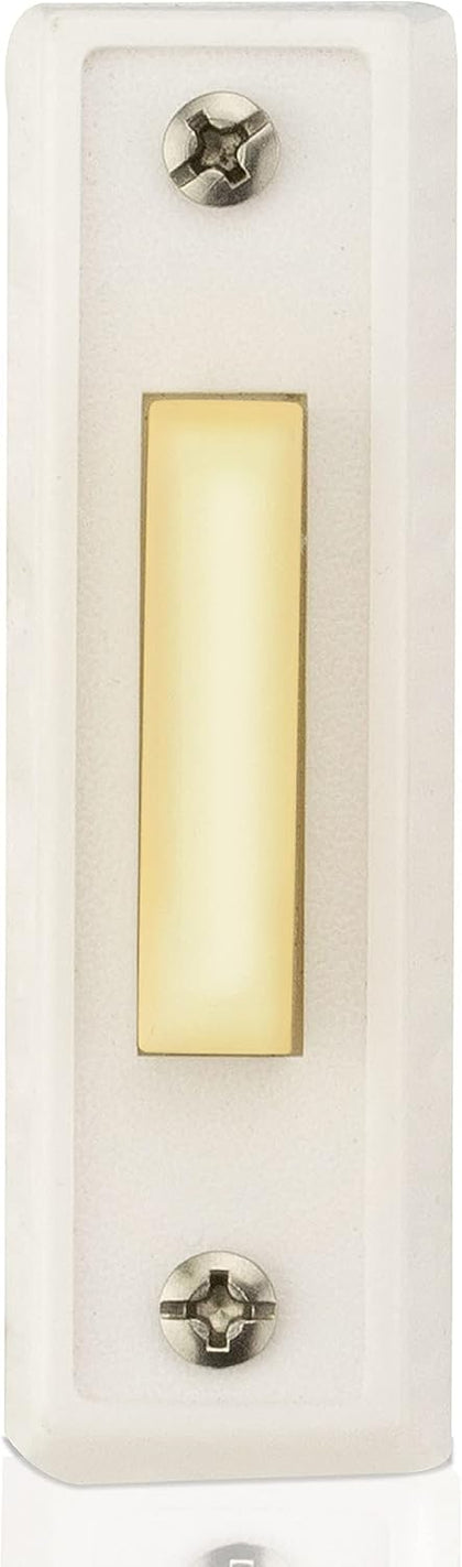 LED Lighted Sturdy Plastic Door Chime Push Button BT3WL White | Classic Rectangular Lighted Door Bell Button |