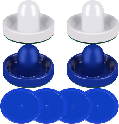 Air Hockey Pushers and Red Air Hockey Pucks, Goal Handles Paddles Replacement Accessories for Game Tables (4 Striker