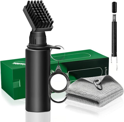 Golf Club Cleaner Brush Kit, Golf Groove Scrubber with Retractable Clip/Golf Groove Sharpener/Golf Towel/Brush Head