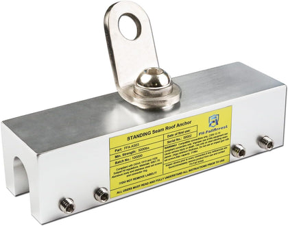 Fall Protection Standing Seam Roof Anchor Clamp with 360° Swivel Point | Fall Arrest Roofing Harness Safety Kit |