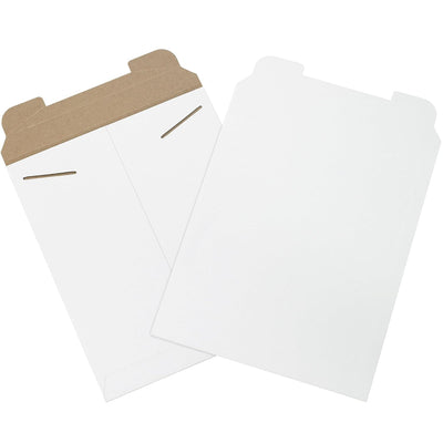 11" x 13 1/2" Stayflats Rigid Flat Mailers, White, For Keeping Documents, Photos, and Artwork Protected During