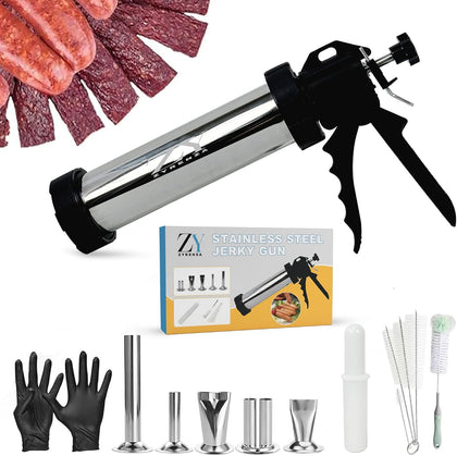 Stainless Steel Beef Jerky Gun Kit, Sausage Stuffer & Meat Maker