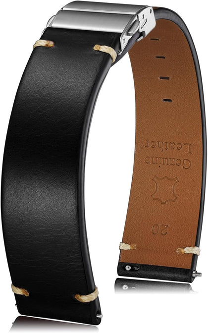leather Watch Band Retro Oil Wax Leather,18mm 19mm 20mm 21mm 22mm Quick Release Foldover Clasp Watch Straps for Men