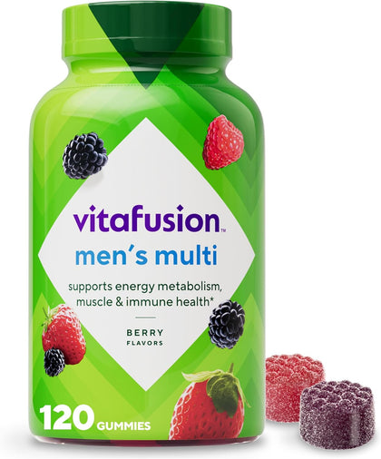 Adult Gummy Vitamin Supplement for Men, Berry Flavored, A, C, D, E, B6, B12, Daily, 120 Count, 60 Day Supply