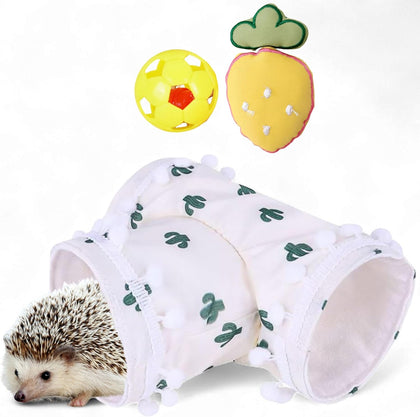Hedgehog Hideout Tunnels with Bell Ball Toy, Hedgehog Tunnels with 2pcs Toys For Hedgehogs, Small Animal Tunnel Tubes