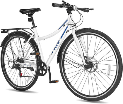 Hybrid Bike, Lightweight Aluminum Frame Bike, 700c Wheel Men Women Hybrid Bicycle, Step-Over/Step-Through Adult Urban