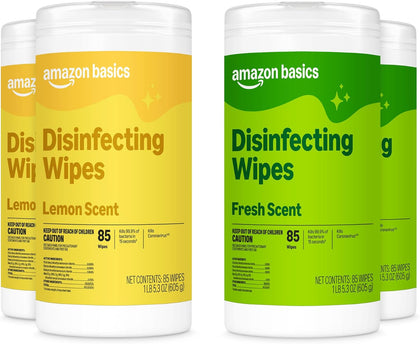 Disinfecting Wipes, Lemon & Fresh Scent, Sanitizes, Cleans, Disinfects, Deodorizes, 340 Count (4 Packs of 85)
