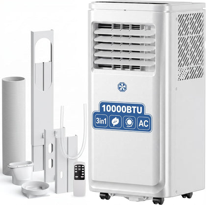 10000 BTU Portable Air Conditioners,3-IN-1 Portable AC Unit With Fan & Dehumidifier,Remote Control,24H Timer,Sleep