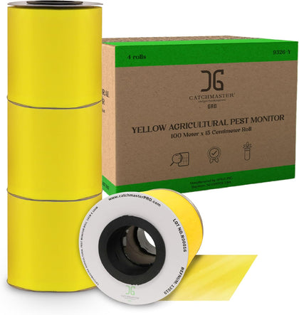 GRO XL AG Roll 4PK, Double Sided Adhesive Fly Tape Strips, Fungus Gnat Sticky Trap for Greenhouse, Garden, Nursery