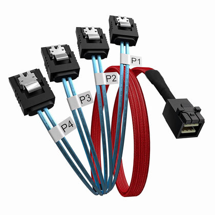CableCreation Internal HD Mini SAS(SFF-8643 Host) to 4X SATA (Target) Cable