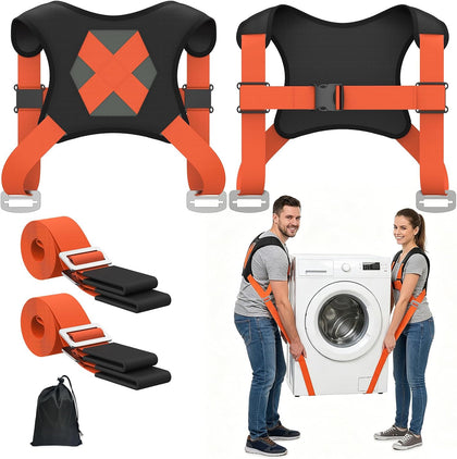Moving Straps for Lifting 2-Person: Heavy Duty Furniture Appliance | Shoulder Forearm Mode Padded Back Support 2
