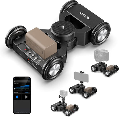 DL400 Upgraded Motorized Camera Slider Dolly with App Control, Dual Motor Drive & Non Slip Wheels, 5H Runtime