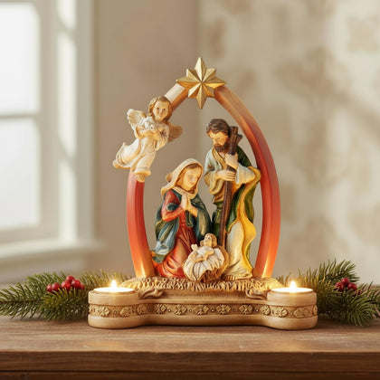 Nativity Advent Candle Holder Decoration,Multicolor
