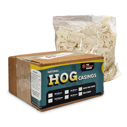 Natural Hog Sausage Casings 29 To 32 MM 90 Yards Whole Hank, Stuffs Over 70lb Meat, North American Edible Pork Link