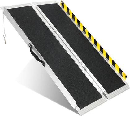 4FT Portable Wheelchair Ramp, Non-Slip Aluminum Folding Handicap Ramp, 800 LBS Capacity Door Threshold Ramps for Home