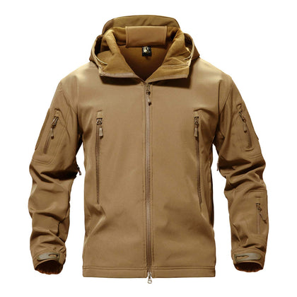 Men's Fleece Softshell Jacket Waterproof Winter Tactical Hooded