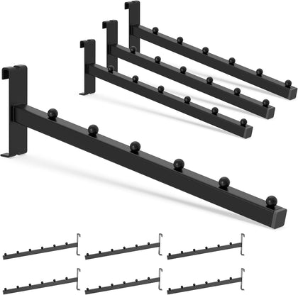 10 Pack 12 Inch Gridwall Waterfall Hooks with 6 Ball Faceouts | 22 lb Capacity Clothing Hangers for 3 x 3 Inch Wire