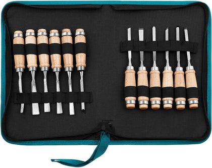 12pcs Wood Carving Chisel Set- Sharp Woodworking Tools with Case Storage