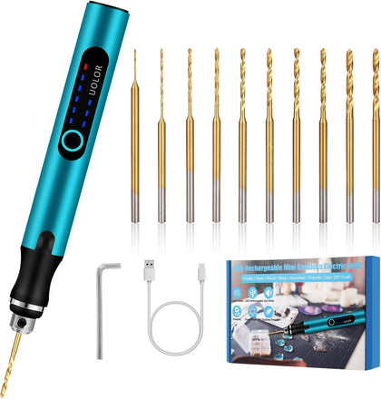 3-Speed Cordless Mini Drill Pen, Rechargeable DIY Electric Hand Drill with 10 Small Drill Bits, Micro Drill Set for