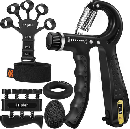 Grip Strength Trainer Kit (5 Pack) with Finger Exerciser, Hand Grip Strengthener, Hand Extension Exerciser, Stress