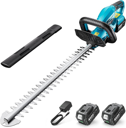 20" Hedge Trimmer Cordless with 2× 4.0Ah Battery, Lightweight Design | 180° Rotatable Handle, 3/4" Blade Gap, Easy to