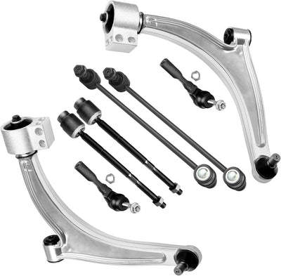 SCITOO 8pcs Front Lower Control Arms Suspension Kit Fit 2004-2012 for Chevy for Malibu 2005-2010 for Pontiac G6 2007-2009 for Saturn Aura Stabilizer Sway Bar Links Outer Inner Tie Rod Ends K80252