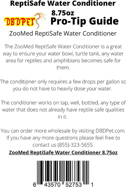 ReptiSafe Water Conditioner for Reptiles 8.75oz - Includes Attached DBDPet Pro-Tip Guide
