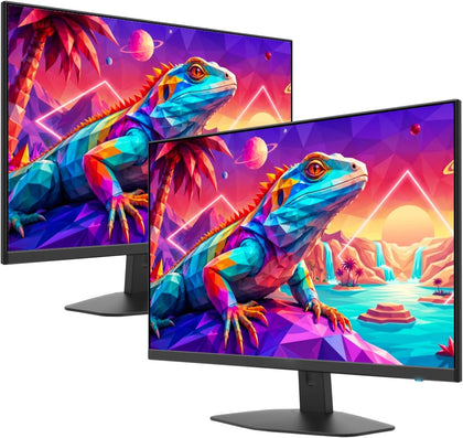 2X Pack - 24 Inch Monitor FHD 100Hz Computer Monitor, HDMI X2 100% sRGB Build-in Speakers, Wall Mount, Tilt