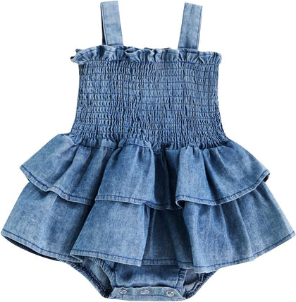 Baby Girls Summer Denim Romper Clothes Dress Newborn Sunsuit 3 6 9 12 18 Months One-Piece Jumpsuits Outfits